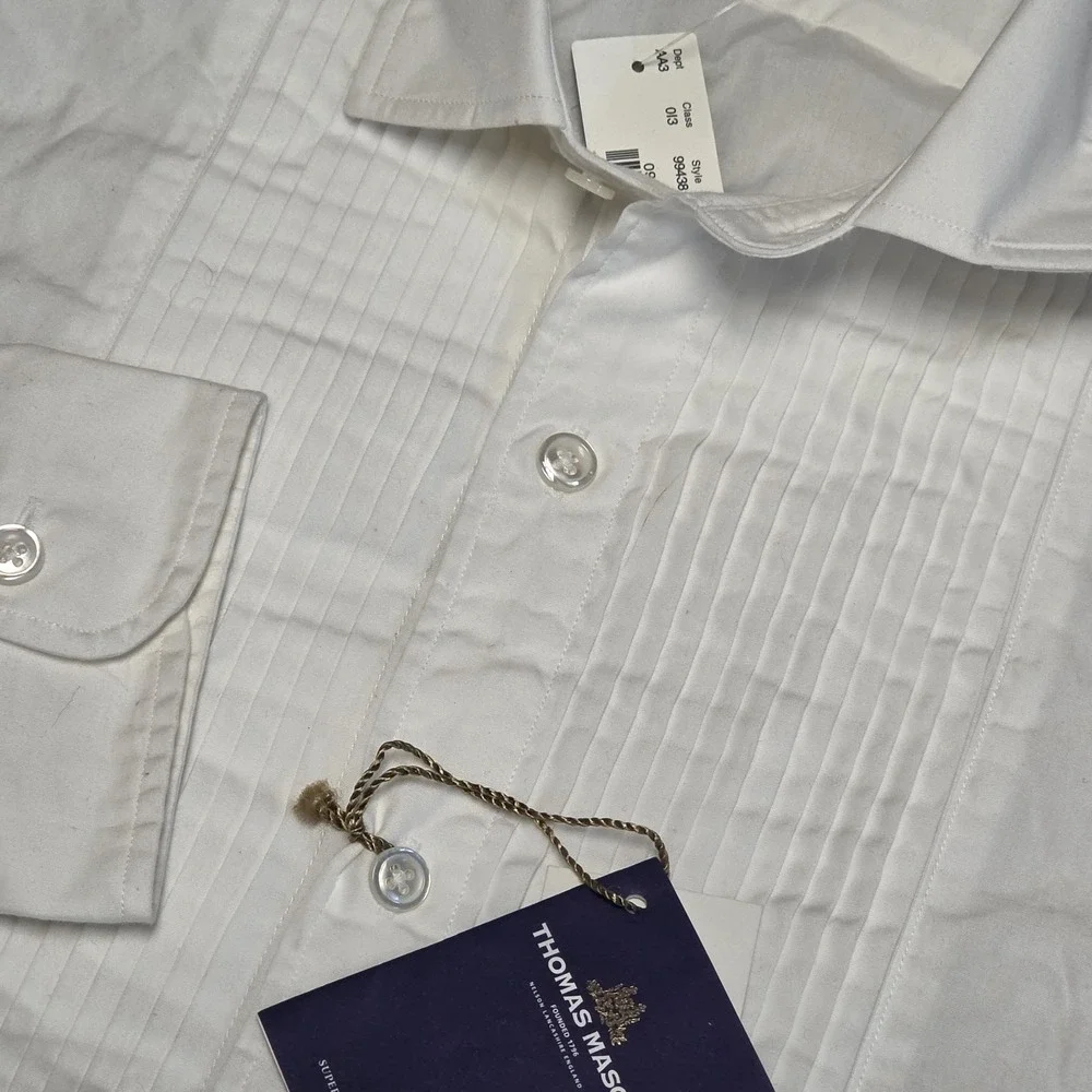 J. Crew Ludlow Pleated Bib Tuxedo Shirt Mens S Formal Event White Thomas Mason